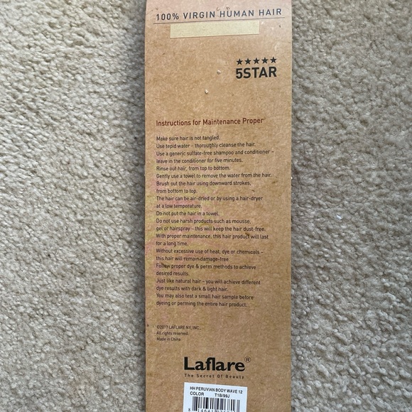 Laflare Peruvian Unprocessed 12” Body Wave 100% Virgin Human Hair  - T1B/99J - Picture 5 of 5